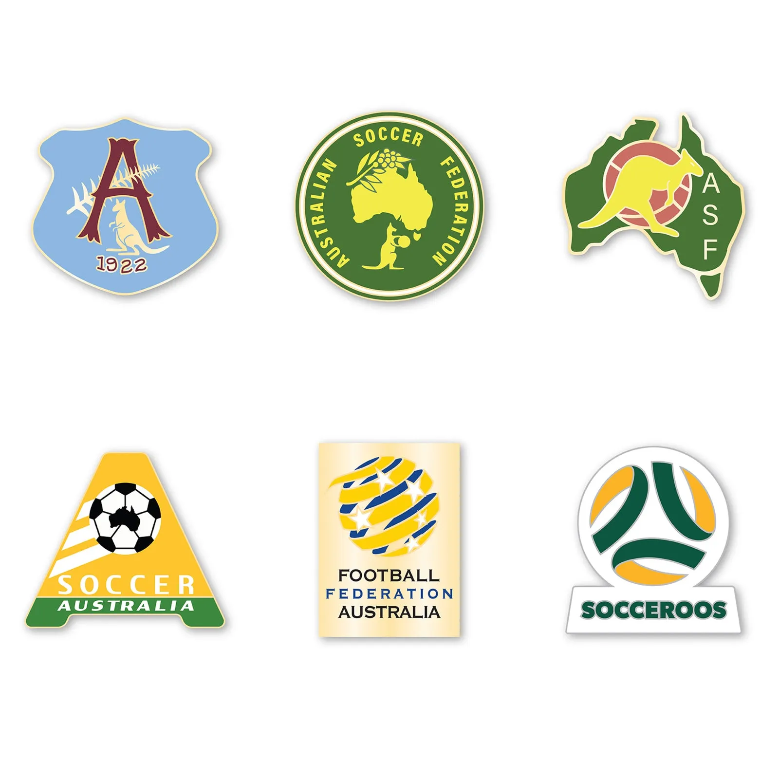 Football Australia Socceroos FFA Evolution Series Collection Metal Logo Pin Set Badge