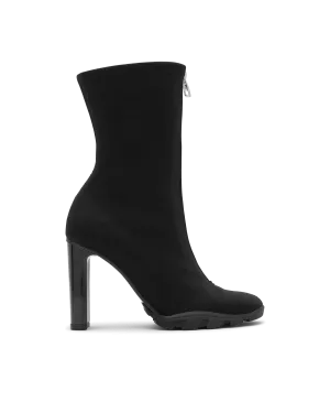 Front Zip Scuba Fabric Boots