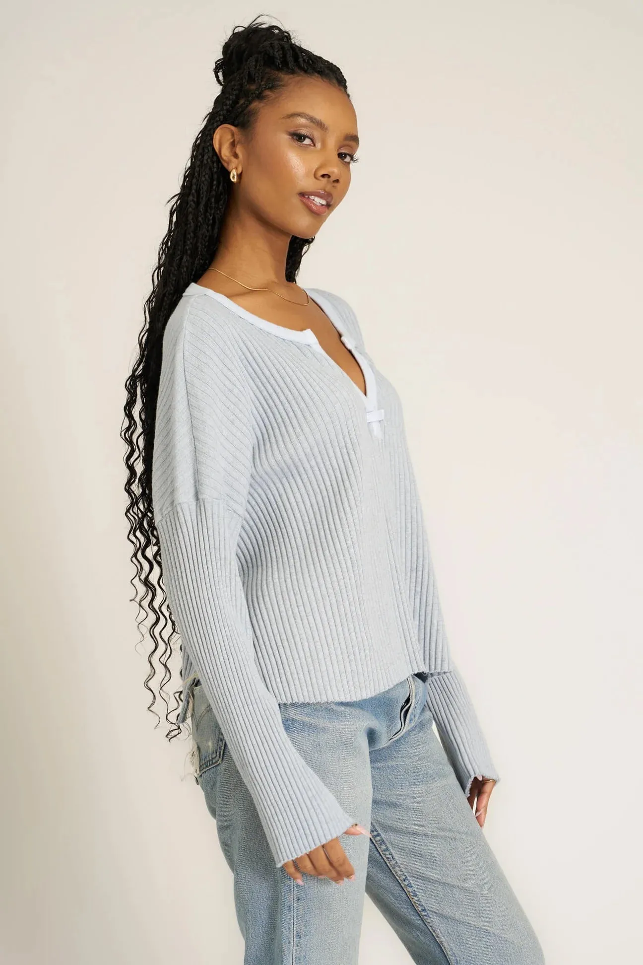 Getaway Notch Neck Sweater - Blue Dusk