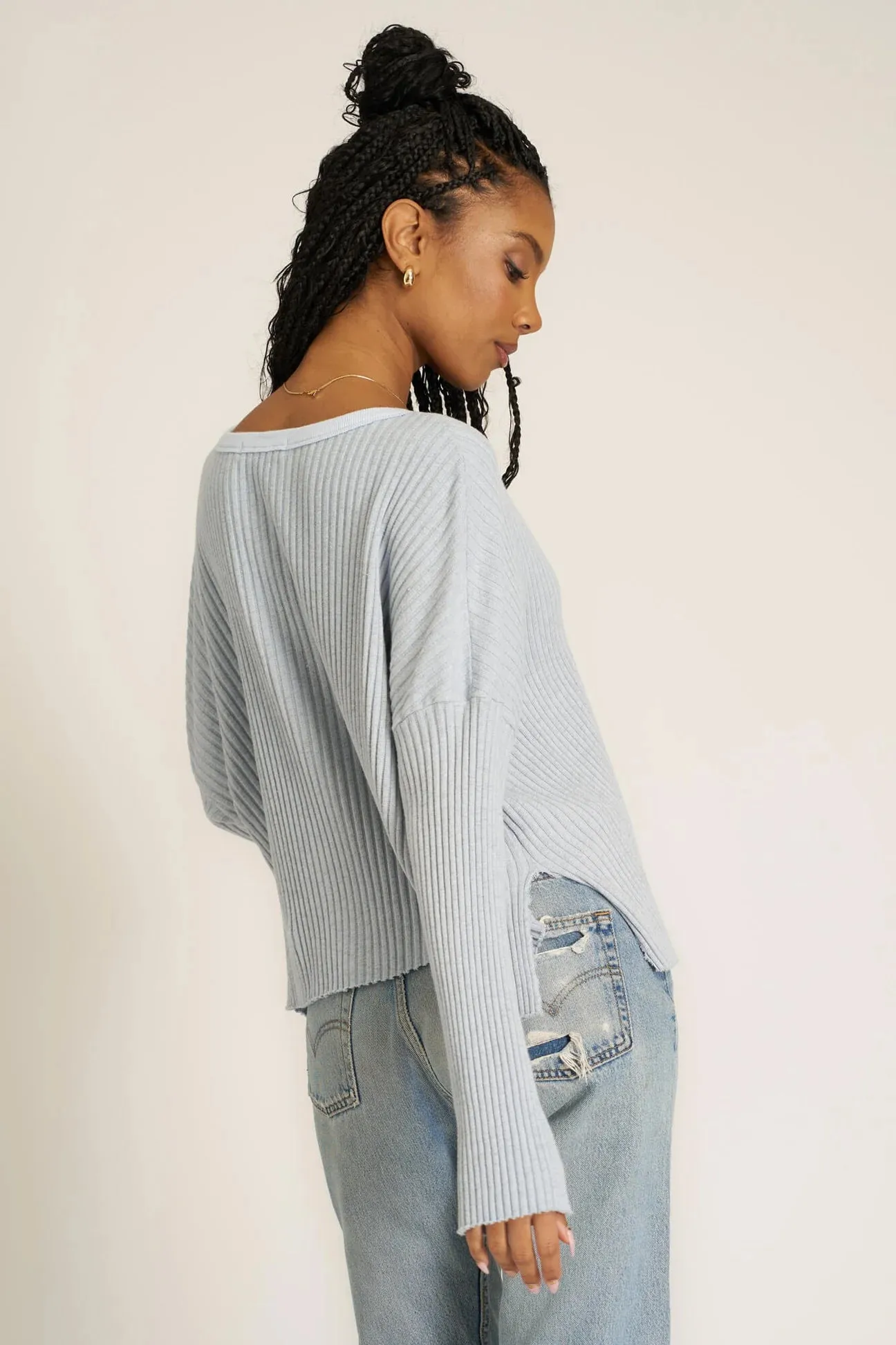 Getaway Notch Neck Sweater - Blue Dusk