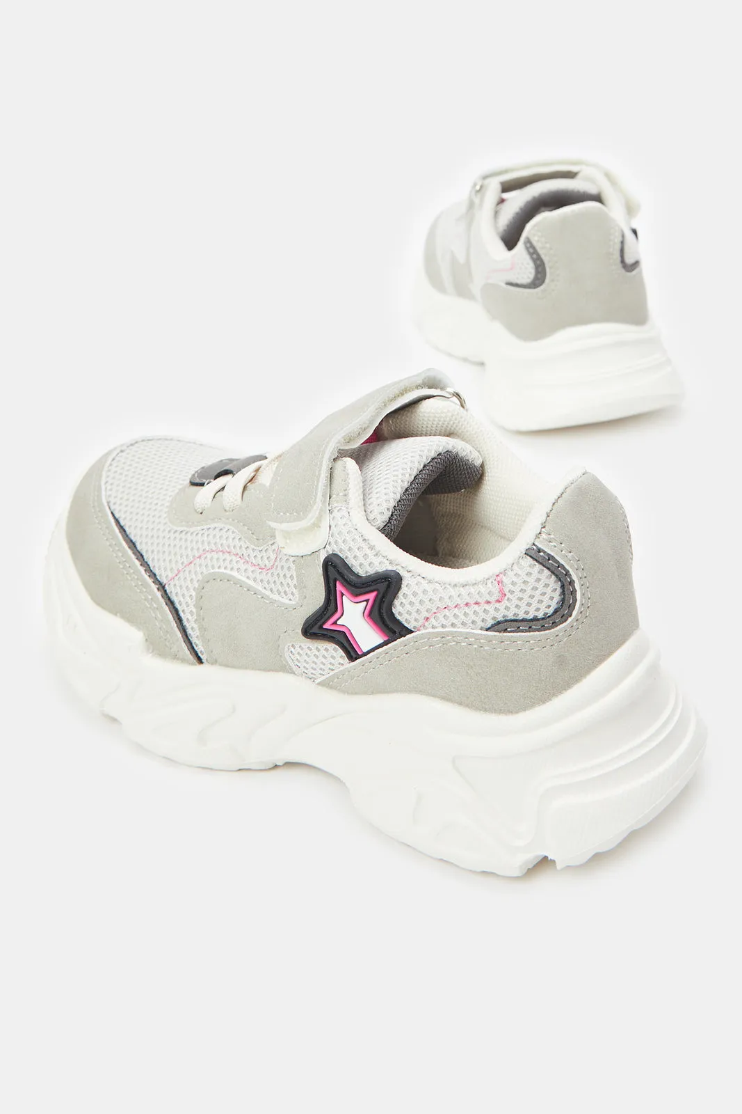 Girls Grey Patch Detail Trainer