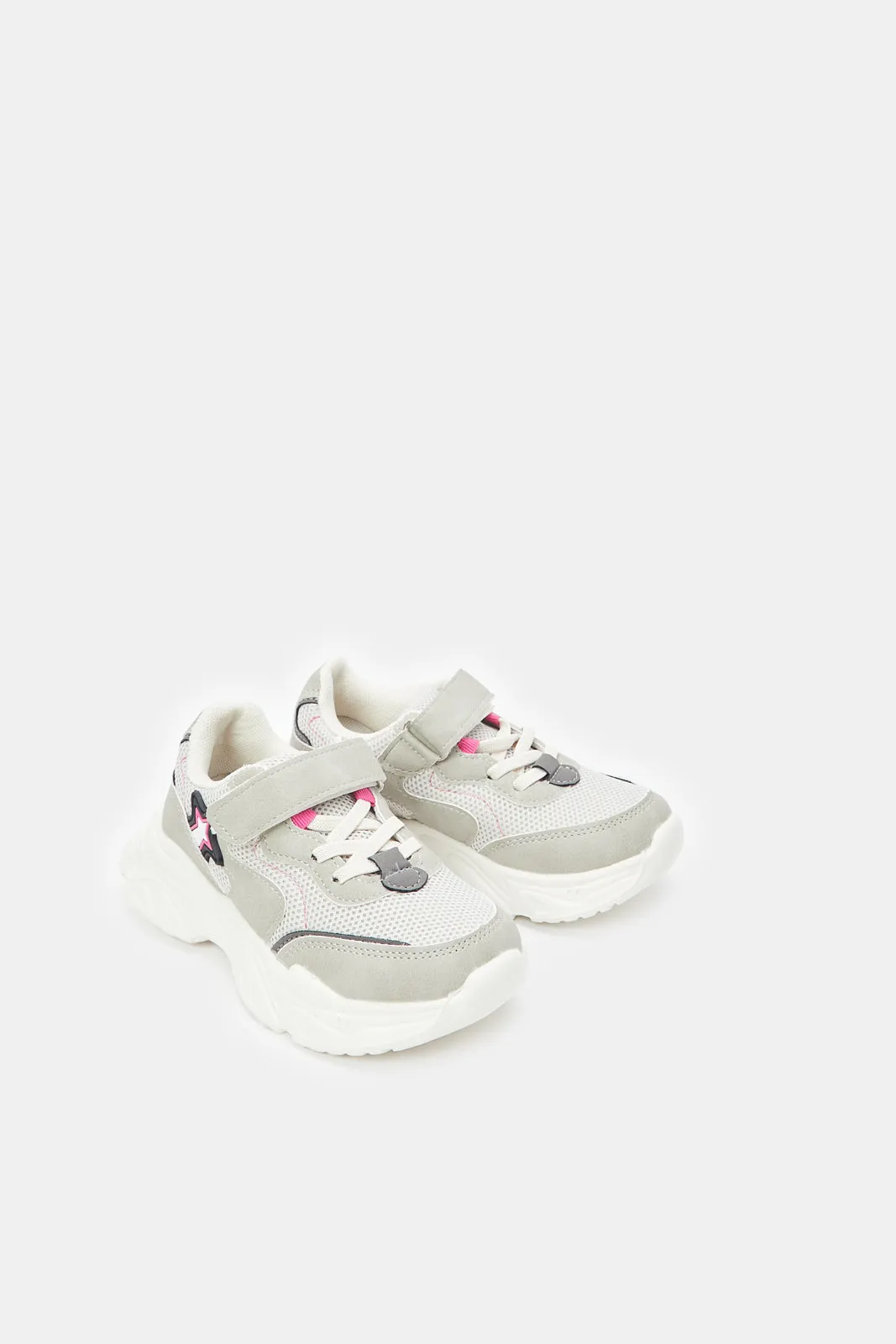 Girls Grey Patch Detail Trainer