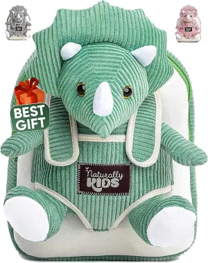 Green Triceratops Stuffed Animal Backpack, Toddler Backpack Girl Dinosaur Toys 3 Year Old Boys