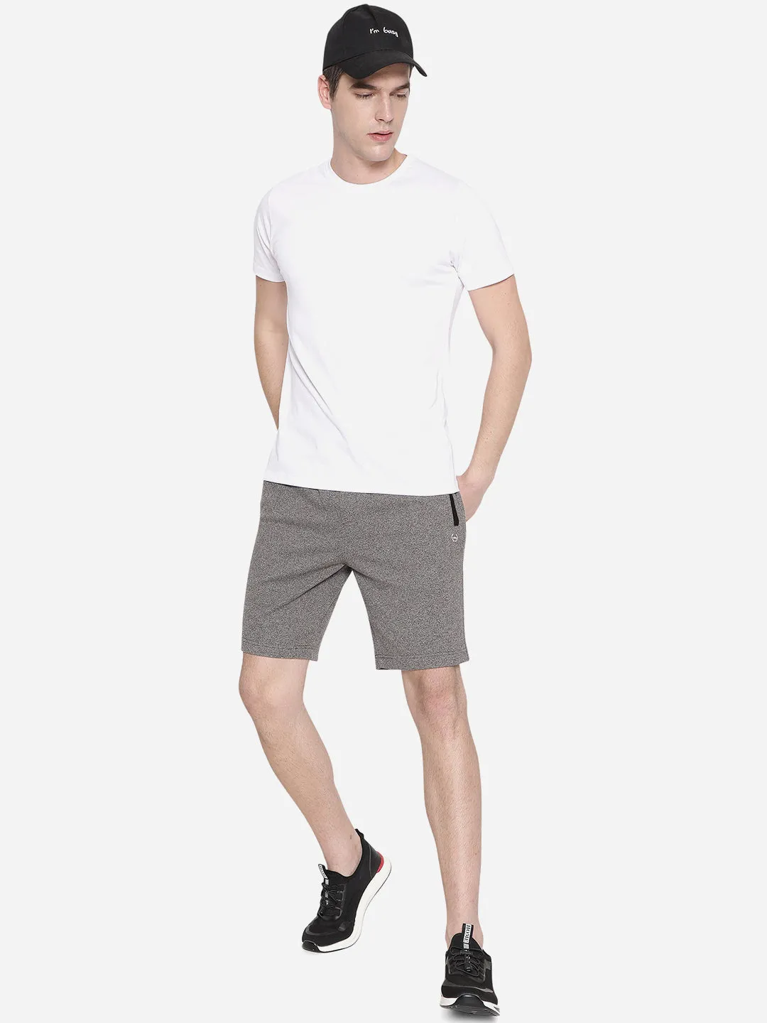 Grey Solid Slim Fit Shorts | JadeBlue