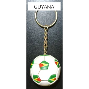 Guyana Soccer Ball Metal Key Chain