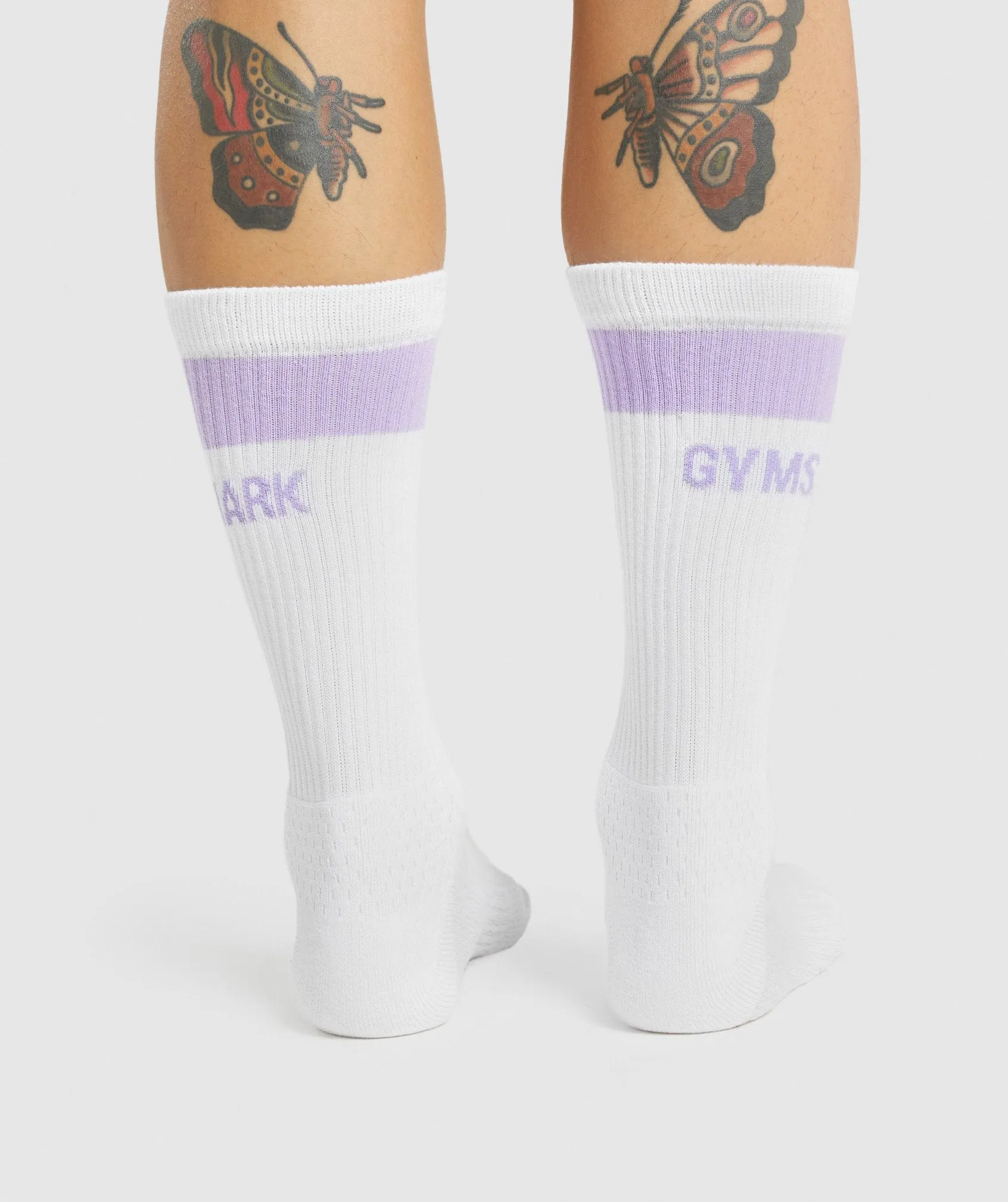 Gymshark Premium Logo Crew Socks 1pk - White/Light Purple