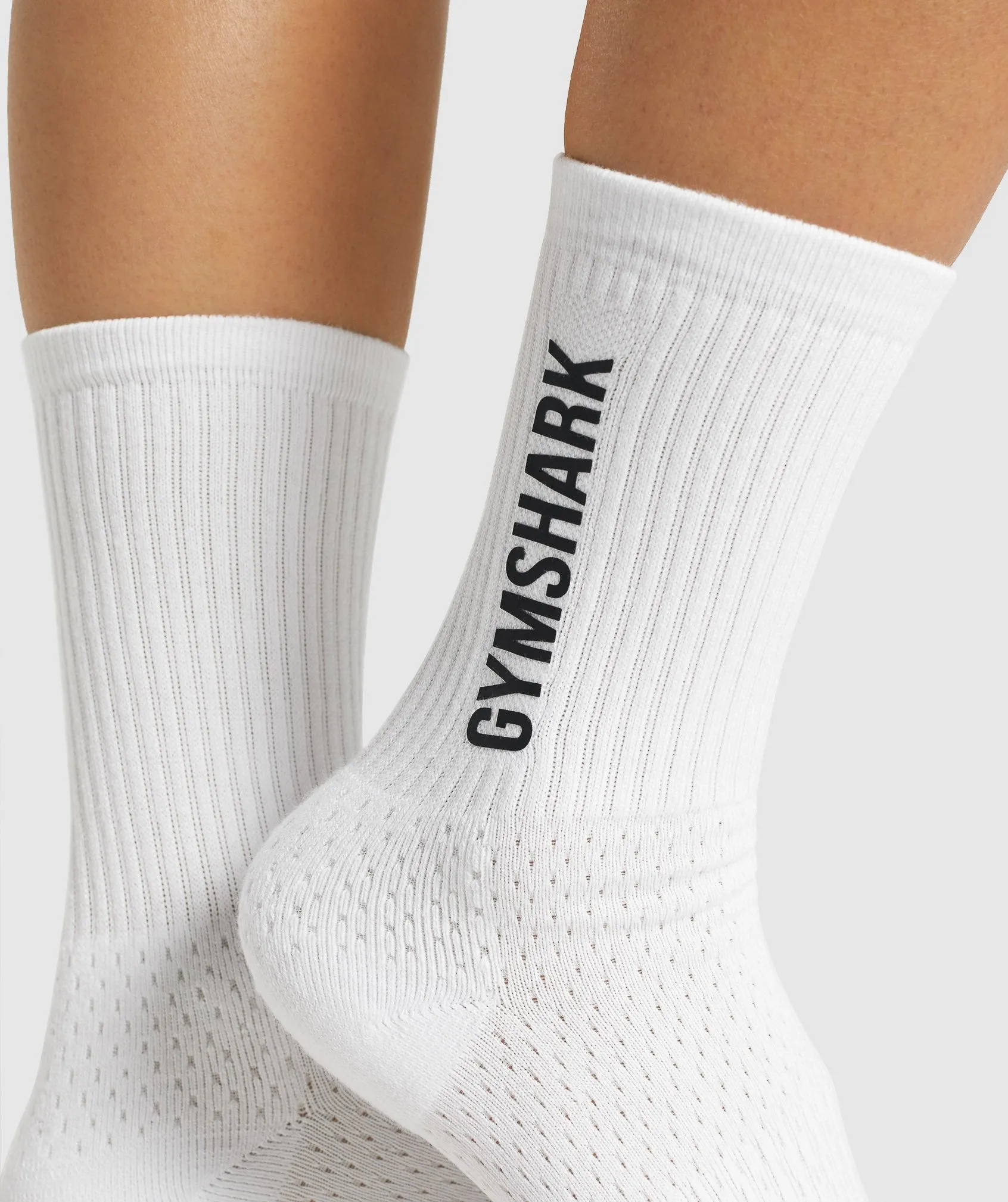 Gymshark Premium Logo Crew Socks - White