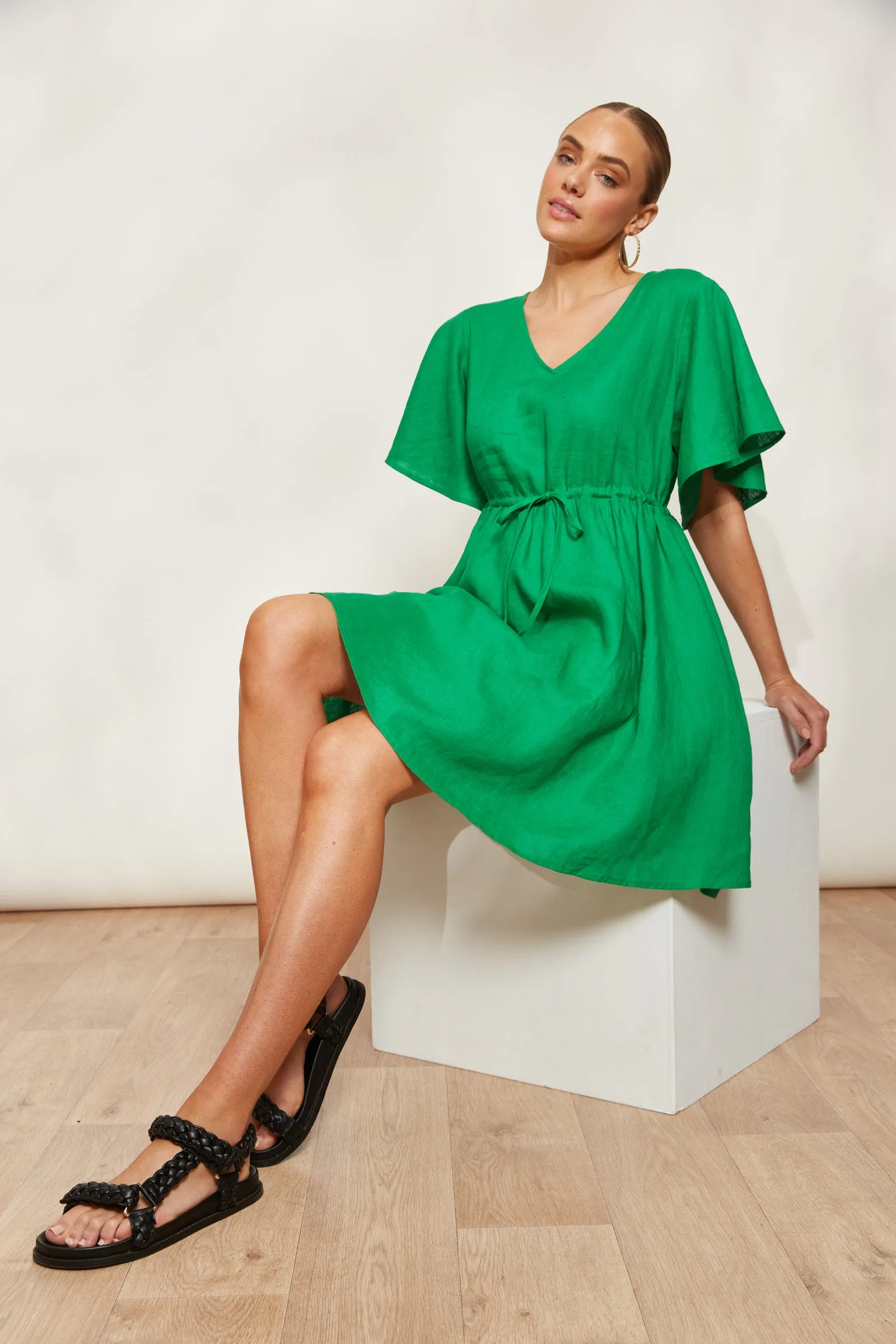 Halcyon Tie Dress - Emerald