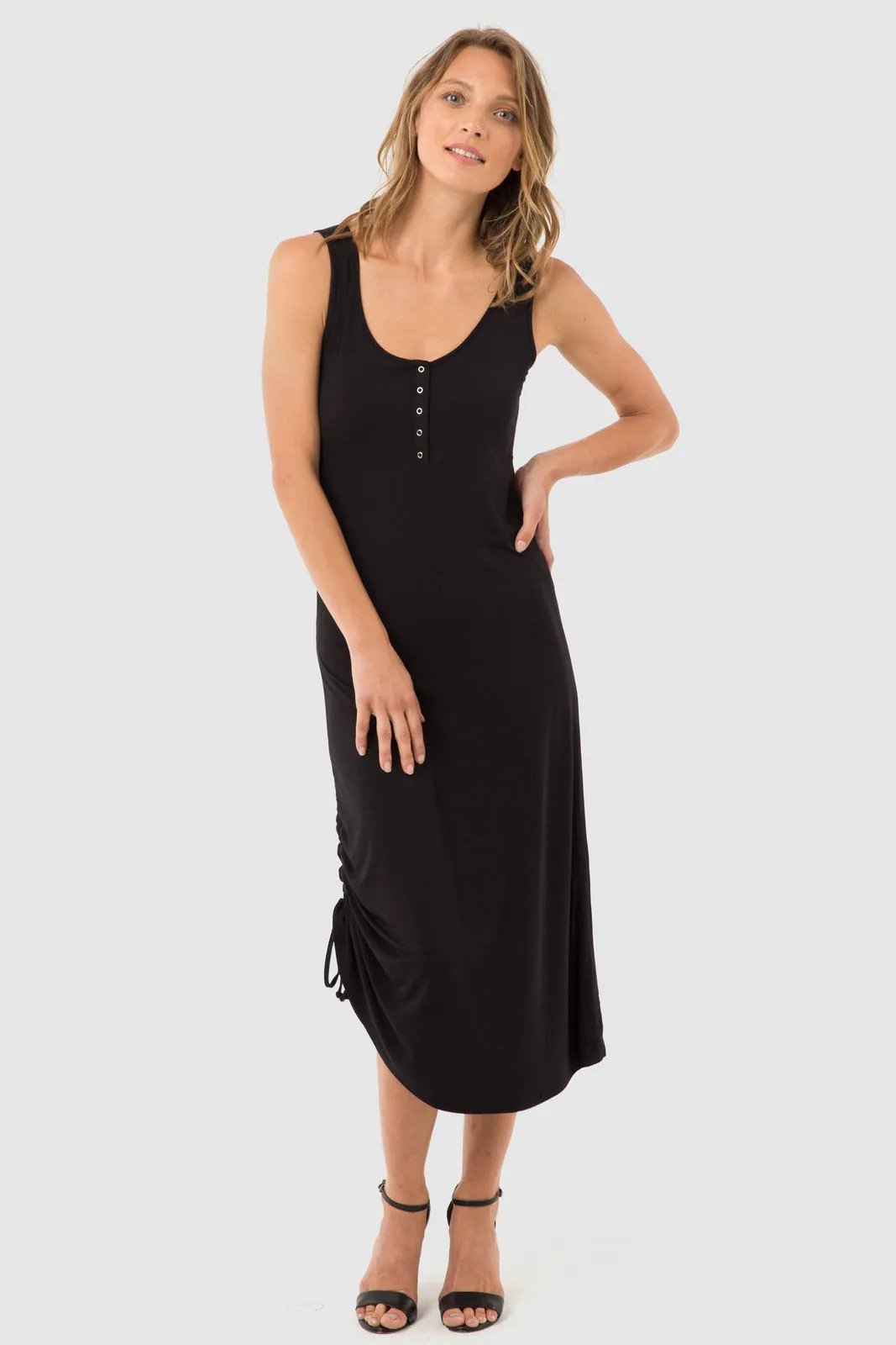 Henley Tank Dress - Black