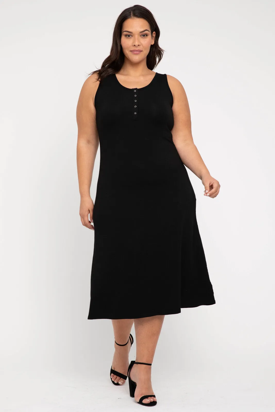 Henley Tank Dress - Black