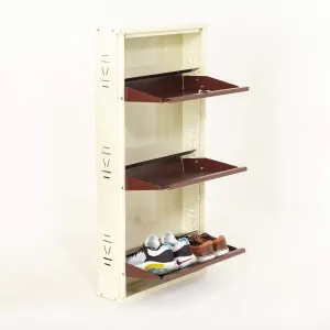 Home Centre Helios Lagos Metal 6 Pairs Shoe Cabinet - Maroon