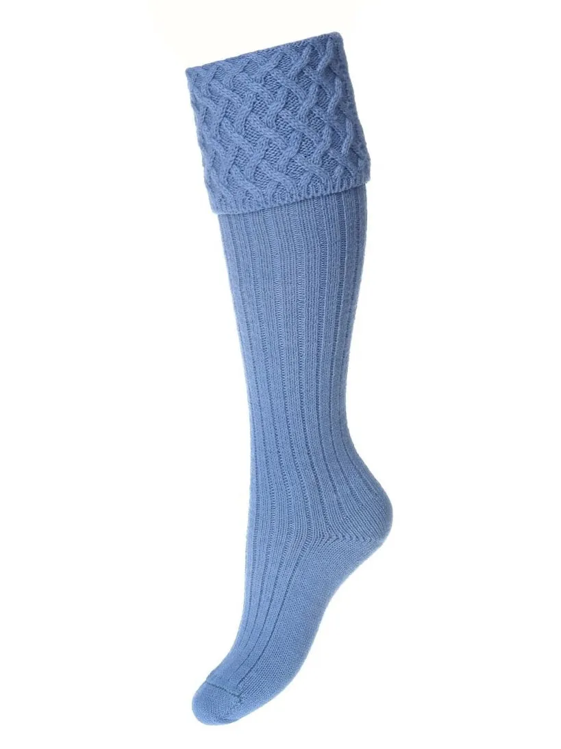 HOUSE OF CHEVIOT Lady Rannoch Shooting Socks - Womens - Bluebell