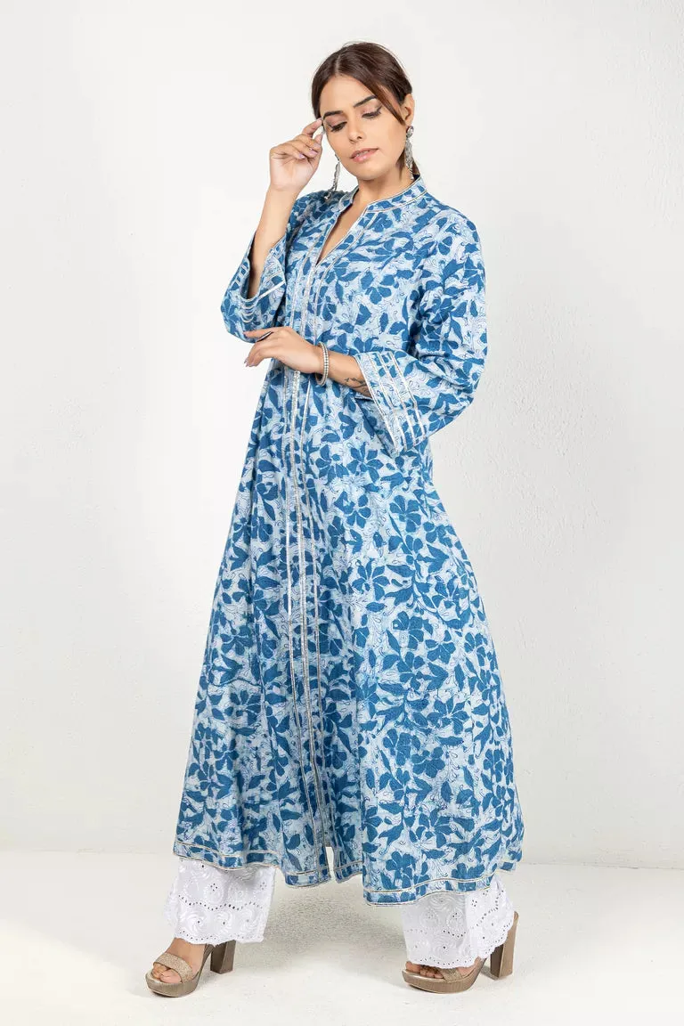 Indigo Blue Hand Block Dabu Print Kurta