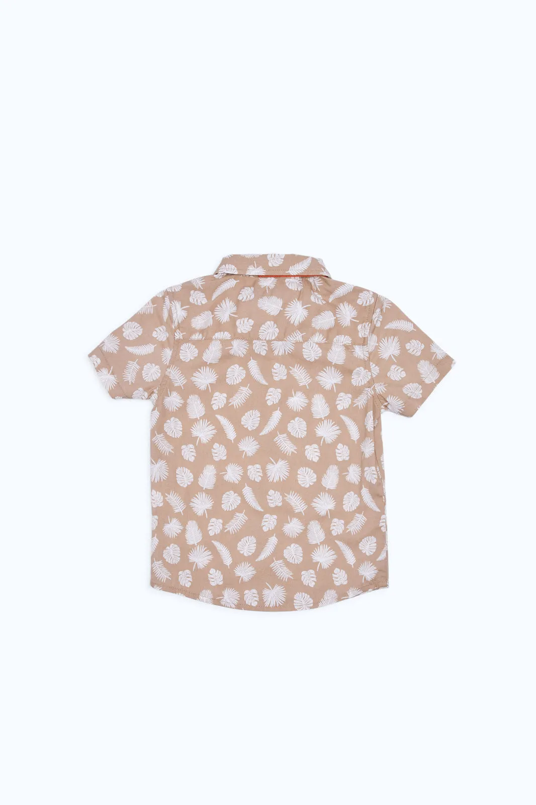 Infant Boys Beige Printed Bow Tie Shirt