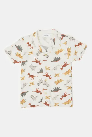 Infant Boys Cream Dino Print T-Shirt