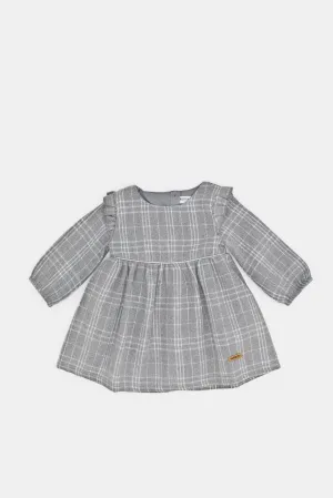 Infant Girls Grey Checkered Dress