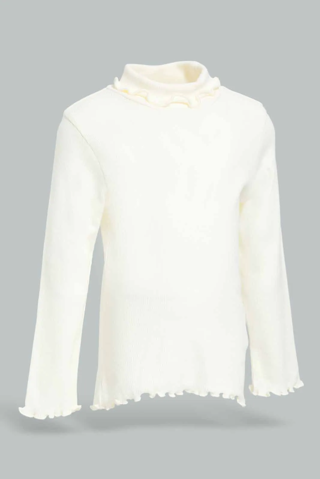 Infant Girls Ivory Turtle Neck T-Shirt