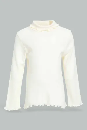 Infant Girls Ivory Turtle Neck T-Shirt