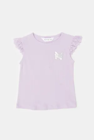 Infant Girls Lilac Embroidered T-Shirt