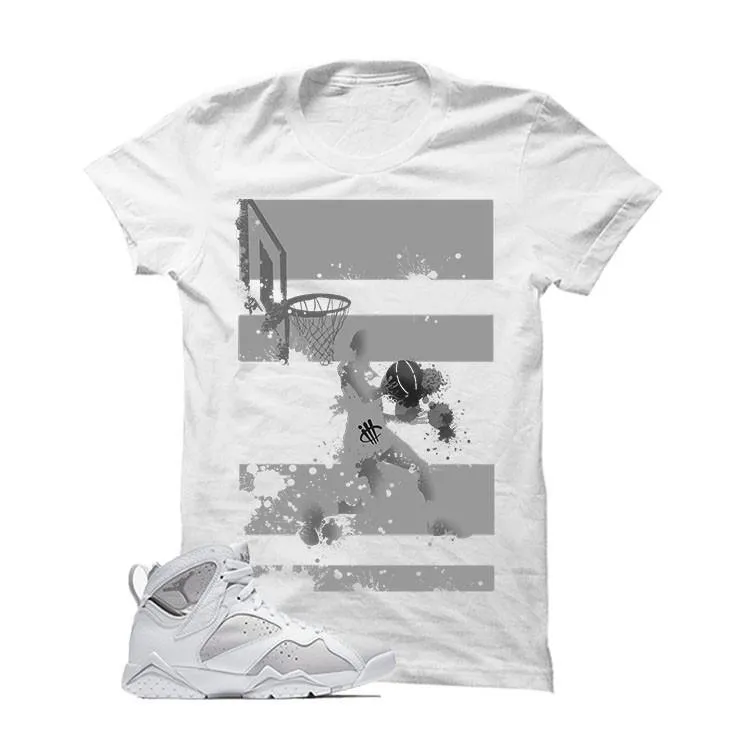 Jordan 7 White Metallic Silver Pure Money White T Shirt (Reverse Dunk)