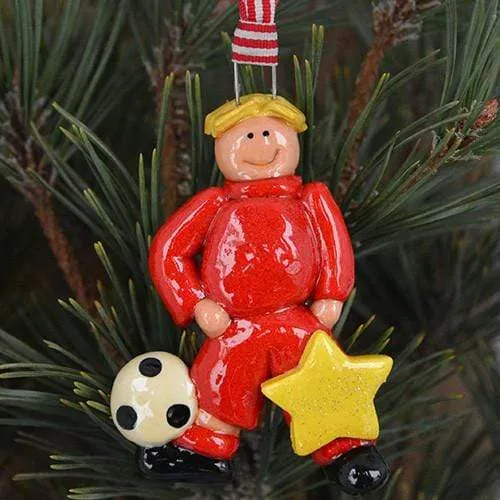 Junior Soccer Player Boy Christmas Ornament