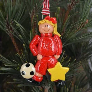 Junior Soccer Player Girl Christmas Ornament