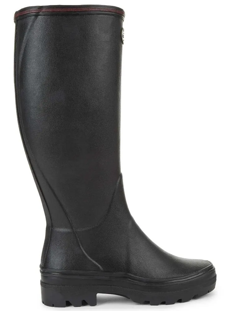 LE CHAMEAU Giverny Wellington Boots - Ladies Jersey Lined - Black