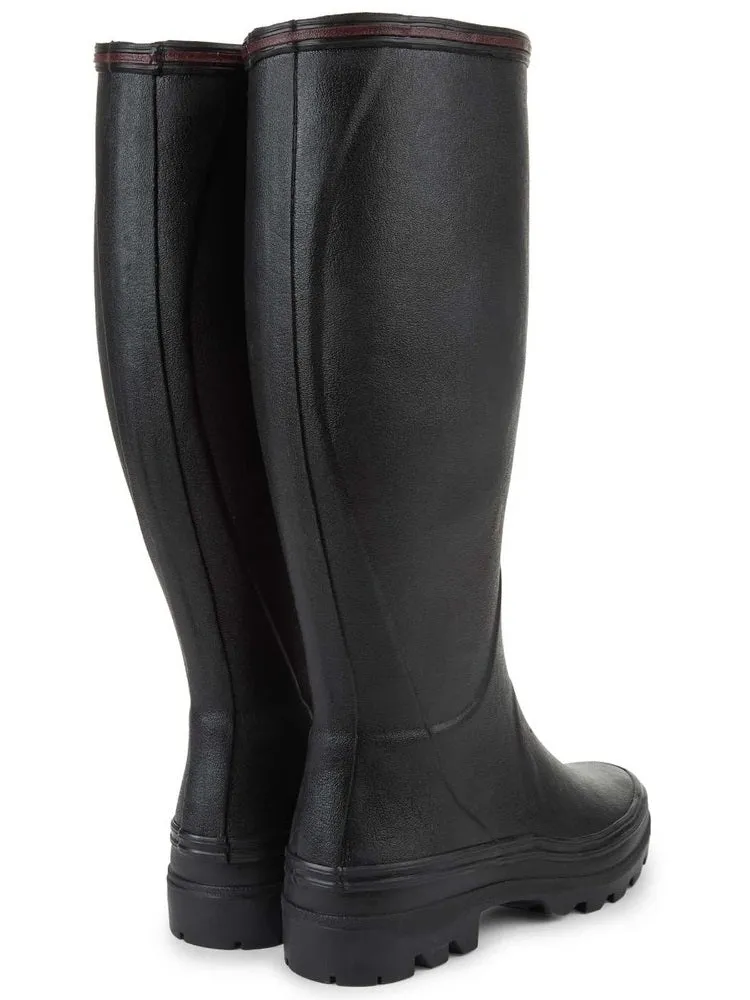 LE CHAMEAU Giverny Wellington Boots - Ladies Jersey Lined - Black