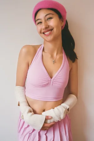 Lively Halter Sports Bra - Baby Pink