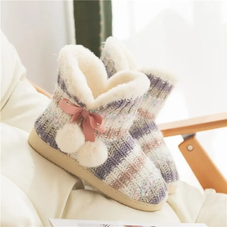 Luxurious Cashmere-Lined Thick-Soled Winter Slippers