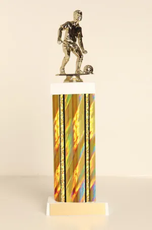 Male Soccer Square Column Trophy