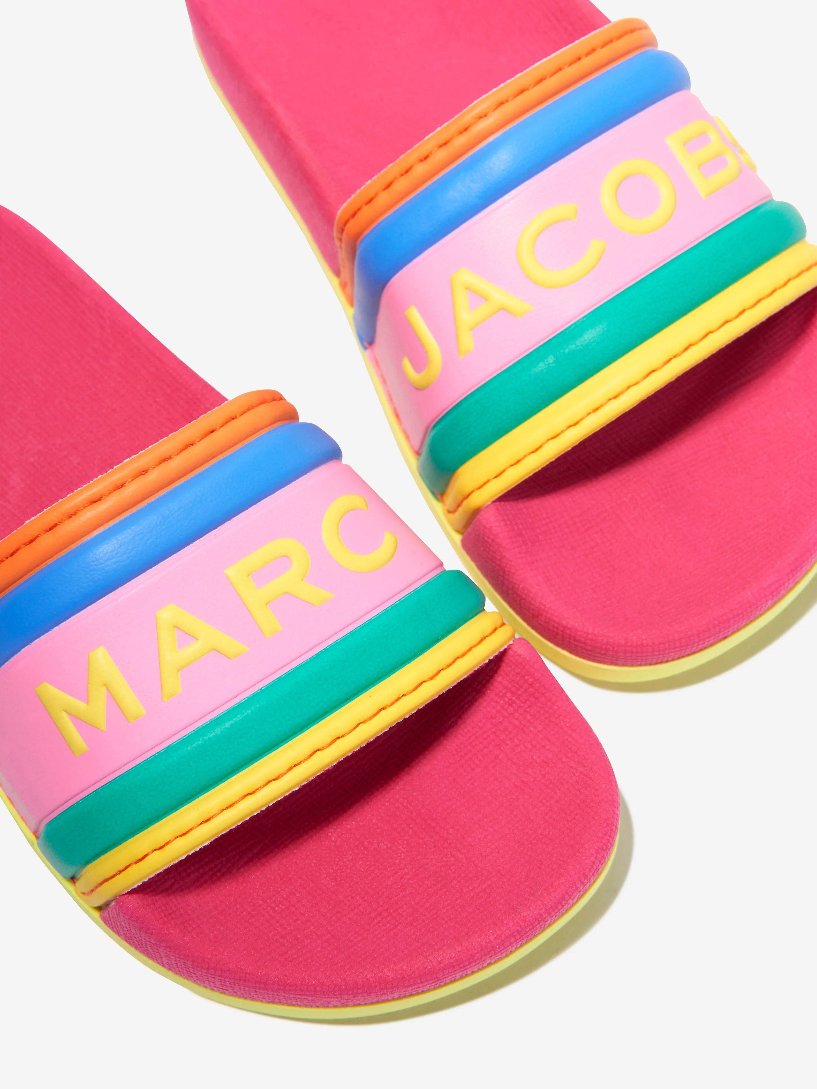 MARC JACOBS Girls Striped Logo Sliders in Multicolour