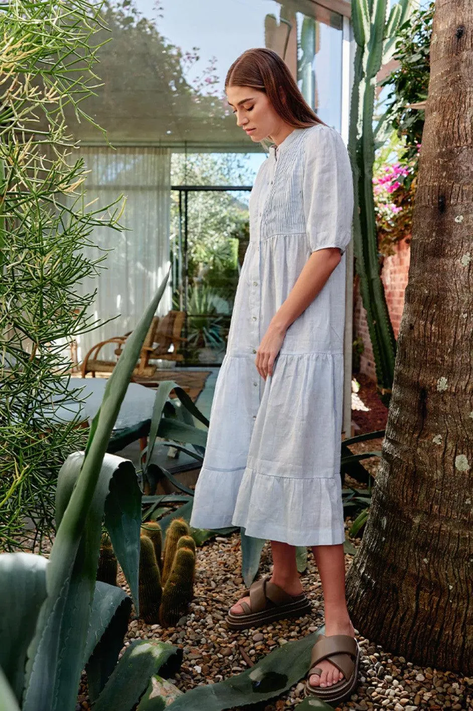 Maria Linen Dress | Pale Blue