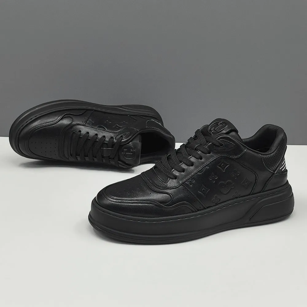 Men Fashion Beathable Leather Casual Court Sneakers