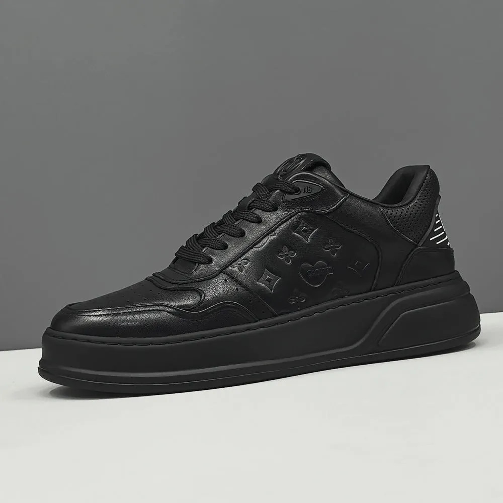 Men Fashion Beathable Leather Casual Court Sneakers