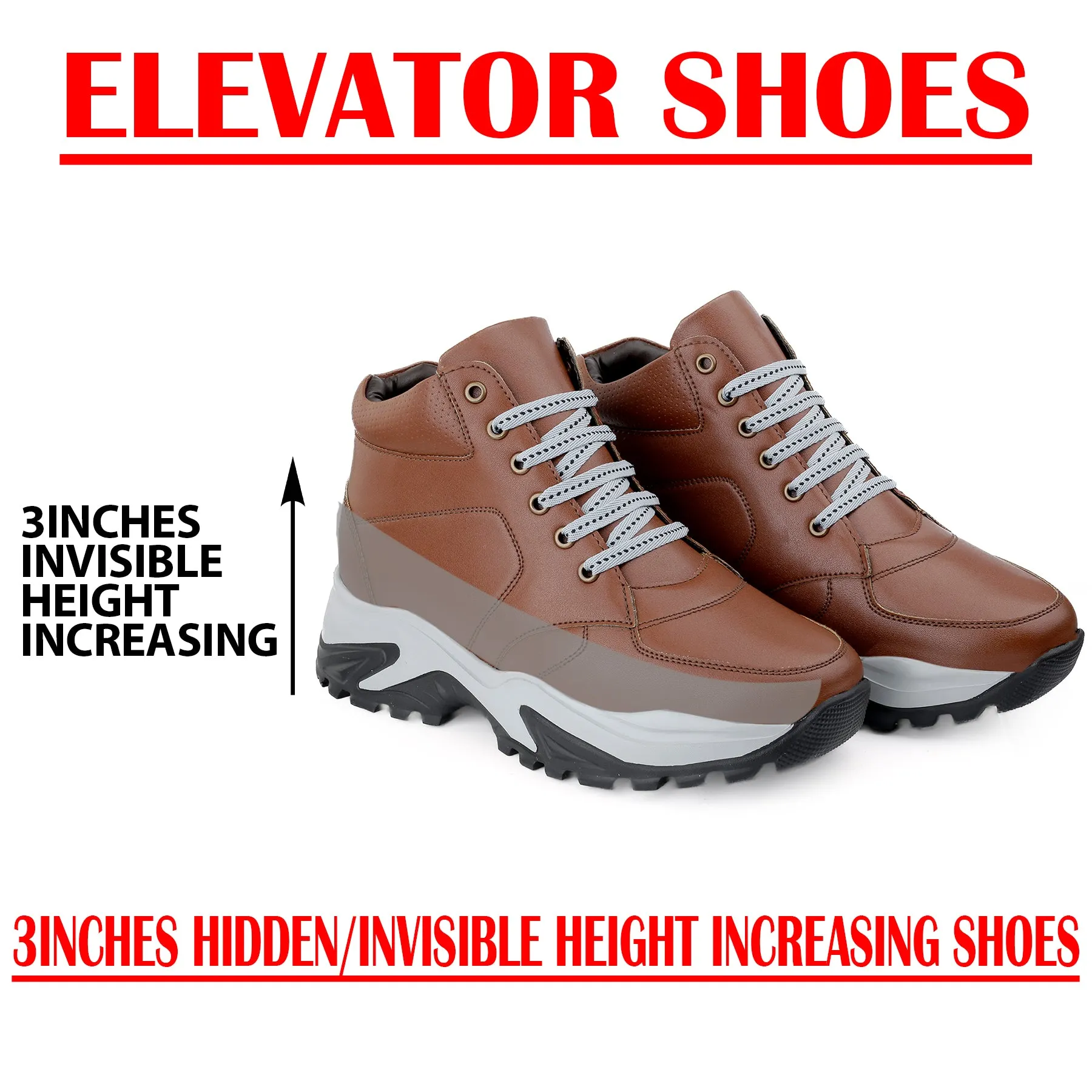 Men's 3 Inch Hidden Height Increasing Casual Outdoor Sneakers Boot