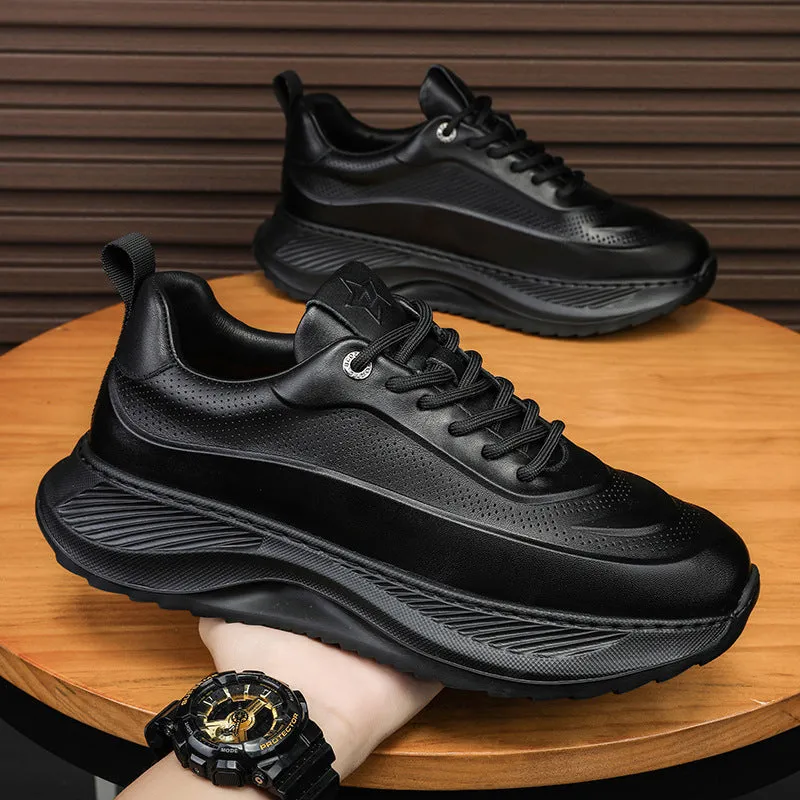 Men's Thick-soled Sports Shoes Casual Breathable Sneakers Lace-up Shoes Boy