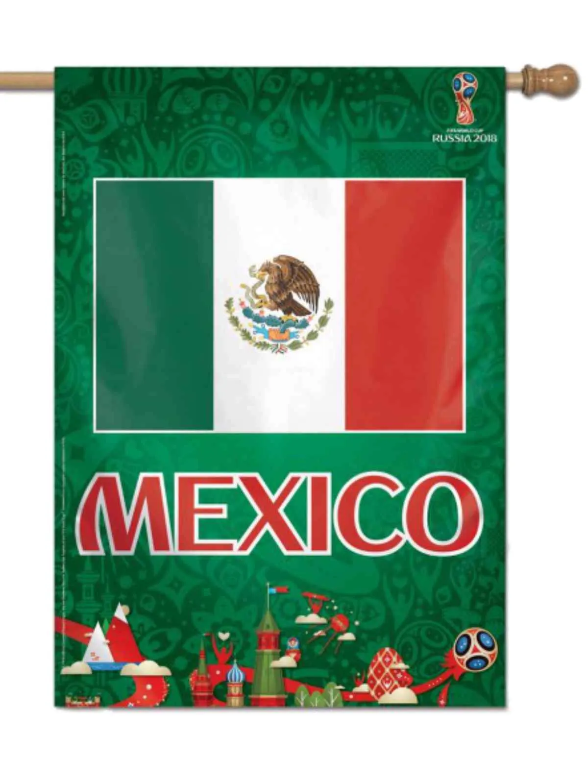 Mexico 2018 World Cup Russia Green White Red Indoor Outdoor Vertical Flag