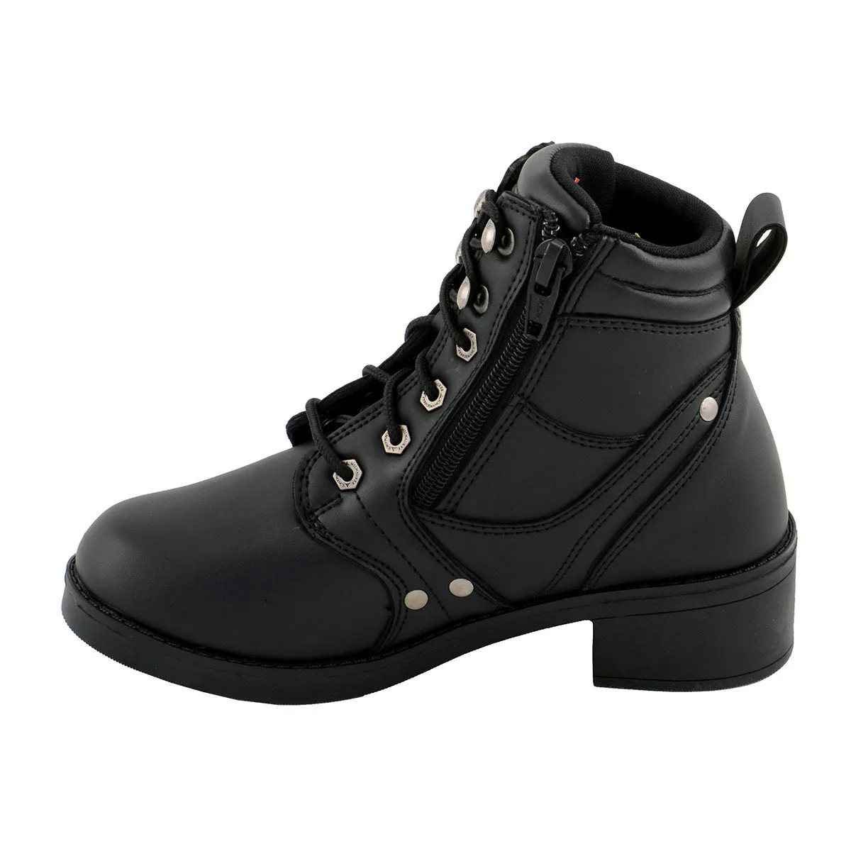 Milwaukee Leather MBK9265 Boys Black Lace-Up Boots with Side Zipper Entry