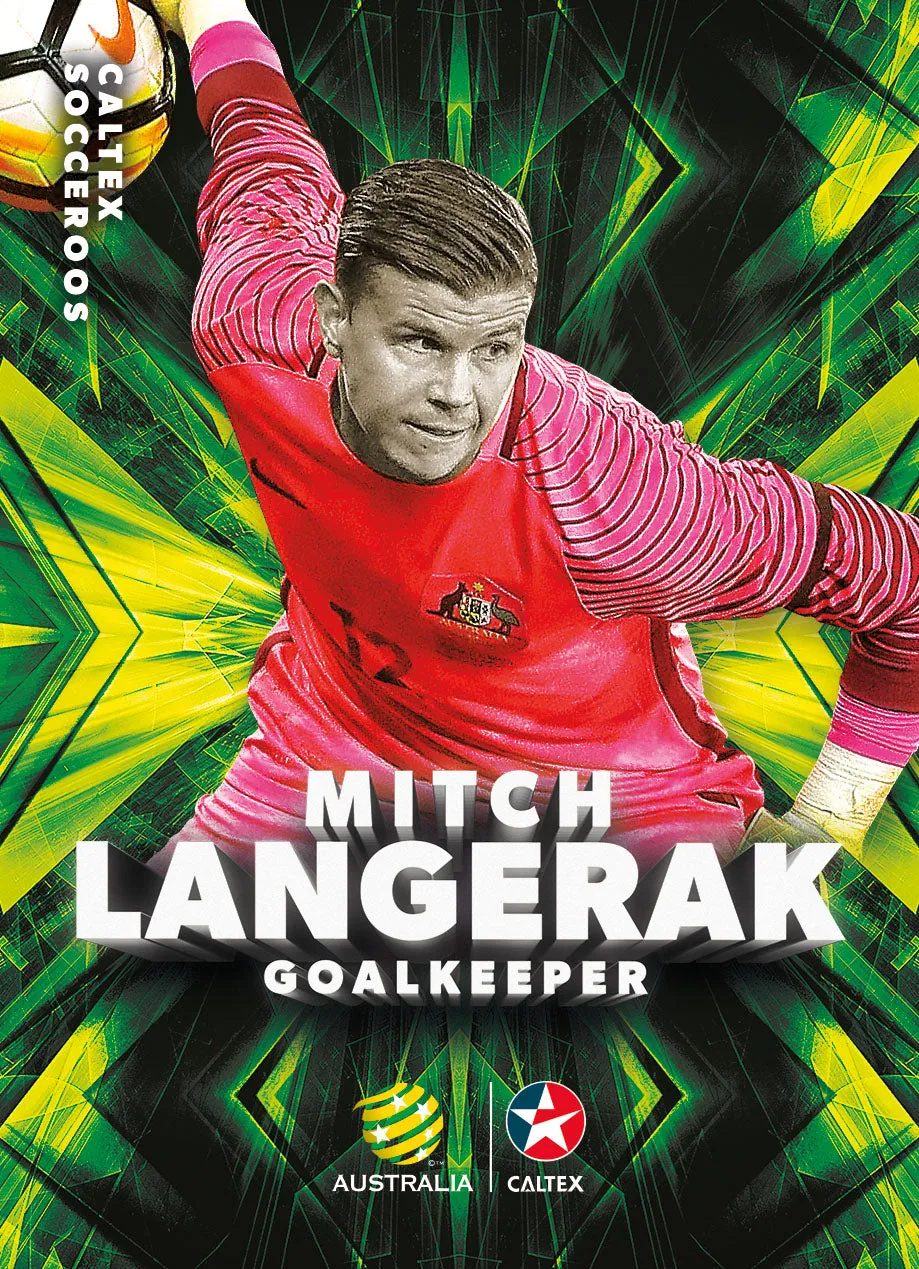 Mitch Langerak, Caltex Socceroos Base card, 2018 Tap'n'play Soccer Trading Cards