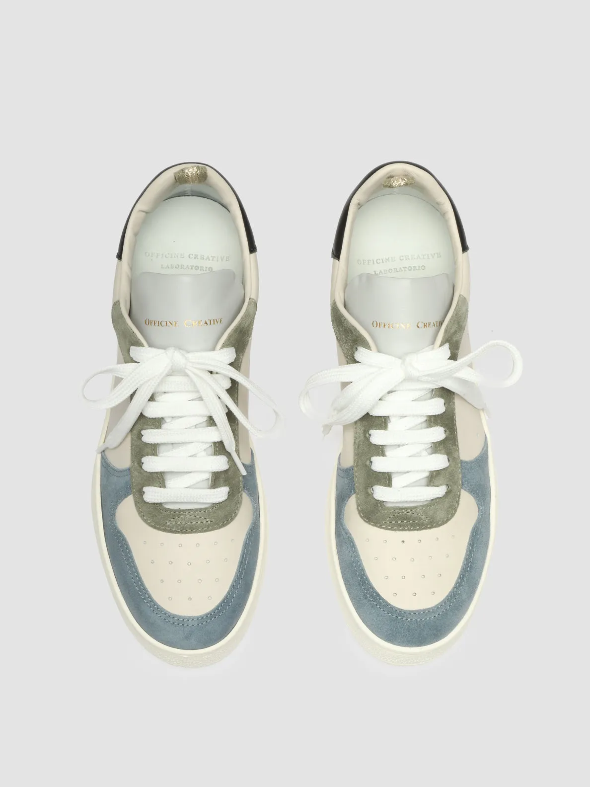 MOWER 110 - White Leather and Suede Low Top Sneakers