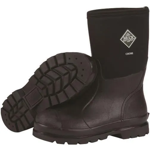 Muck Men's Chore Mid 12" WP Rubber Work Boot - Black - CHM-000A