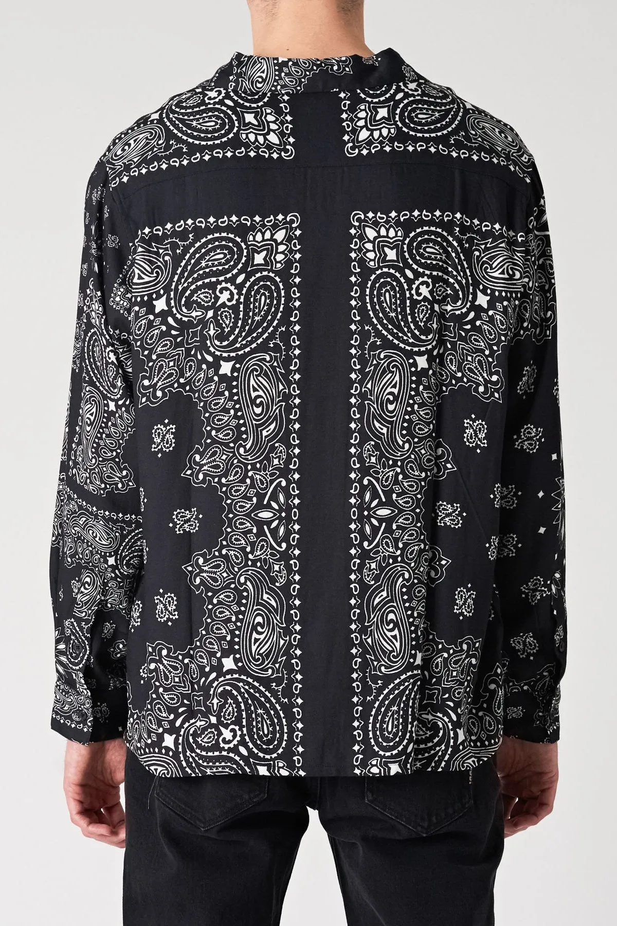 Neuw MENS WAITS LONG SLEEVE PAISLEY SHIRT  BLACK PAISLEY