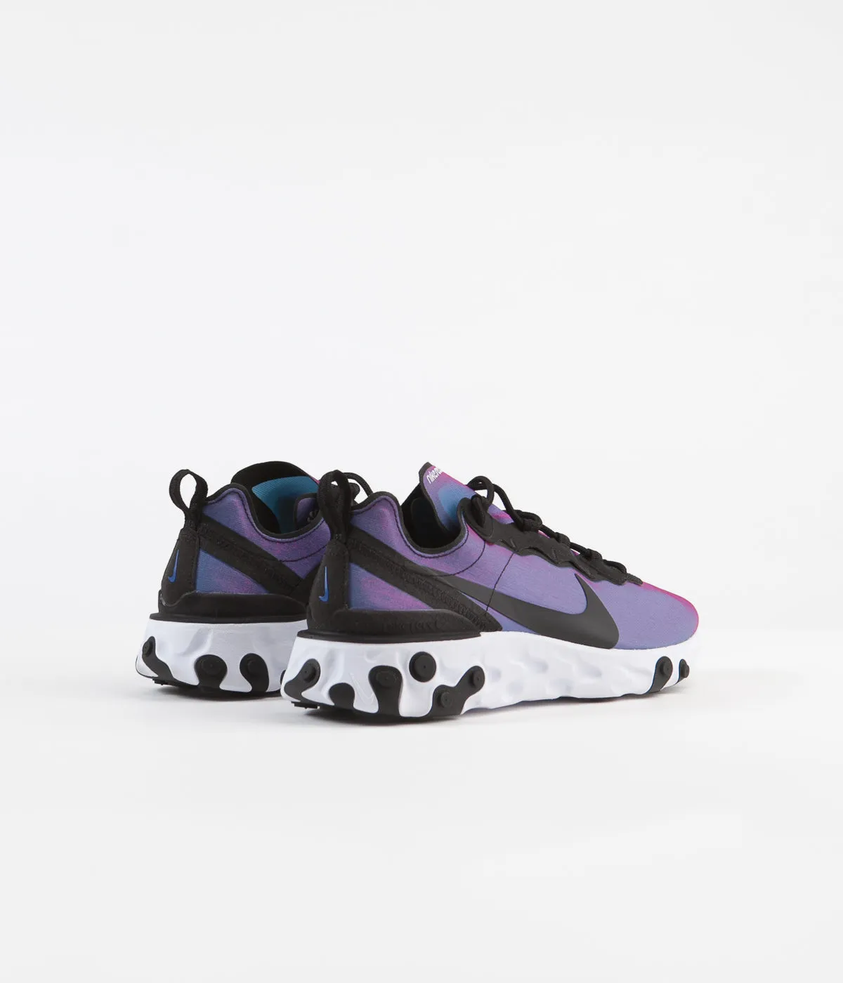 Nike React Element 55 Premium Shoes - Black / Black - Laser Fuchsia - White