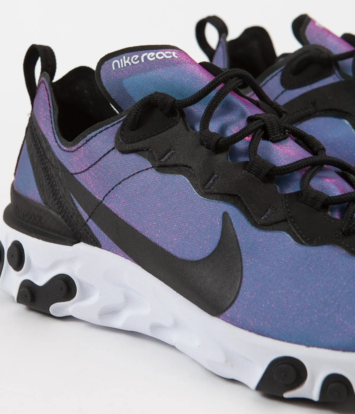 Nike React Element 55 Premium Shoes - Black / Black - Laser Fuchsia - White