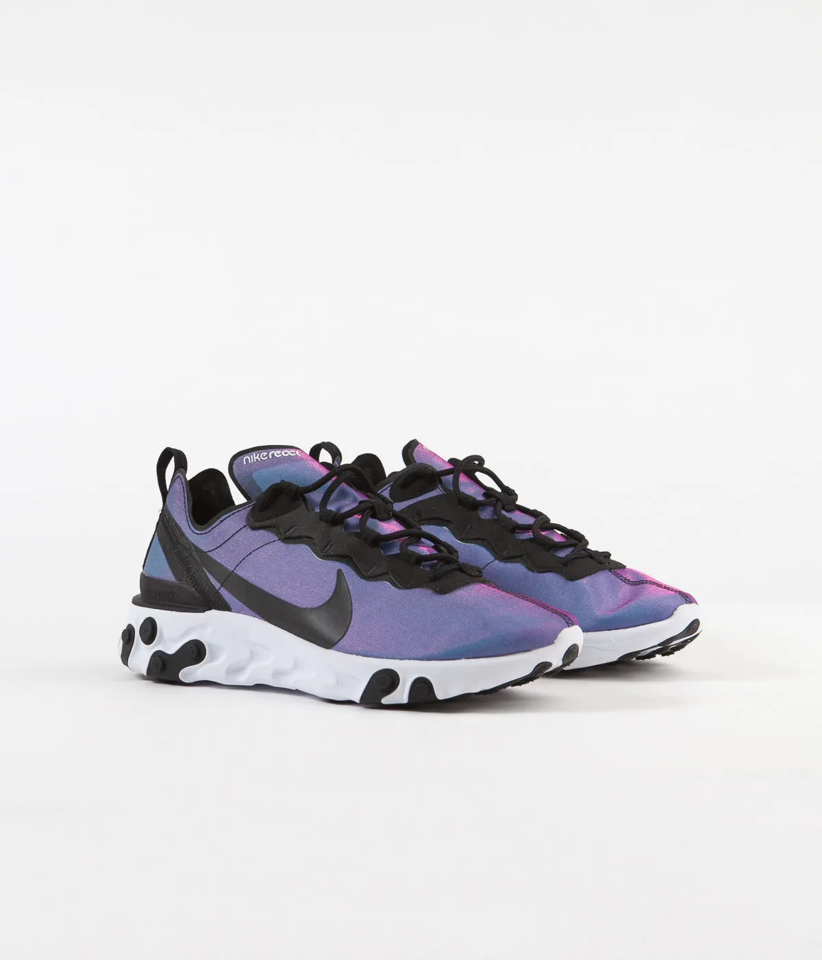 Nike React Element 55 Premium Shoes - Black / Black - Laser Fuchsia - White