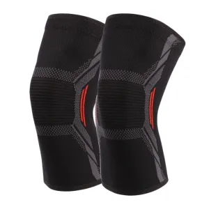 Nylon Sports Protective Gear Four-Way Stretch Knit Knee Pads, Size: S(Black Red)