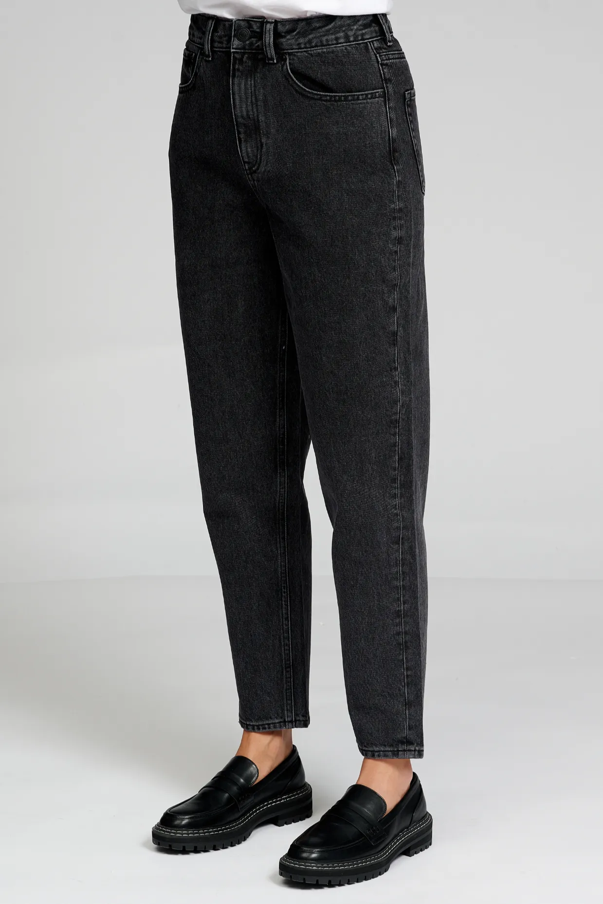 Performance Mom Jeans - Washed Black Denim