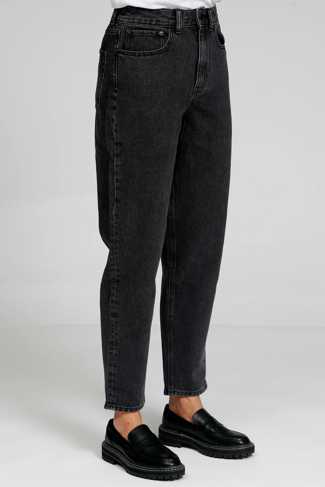 Performance Mom Jeans - Washed Black Denim