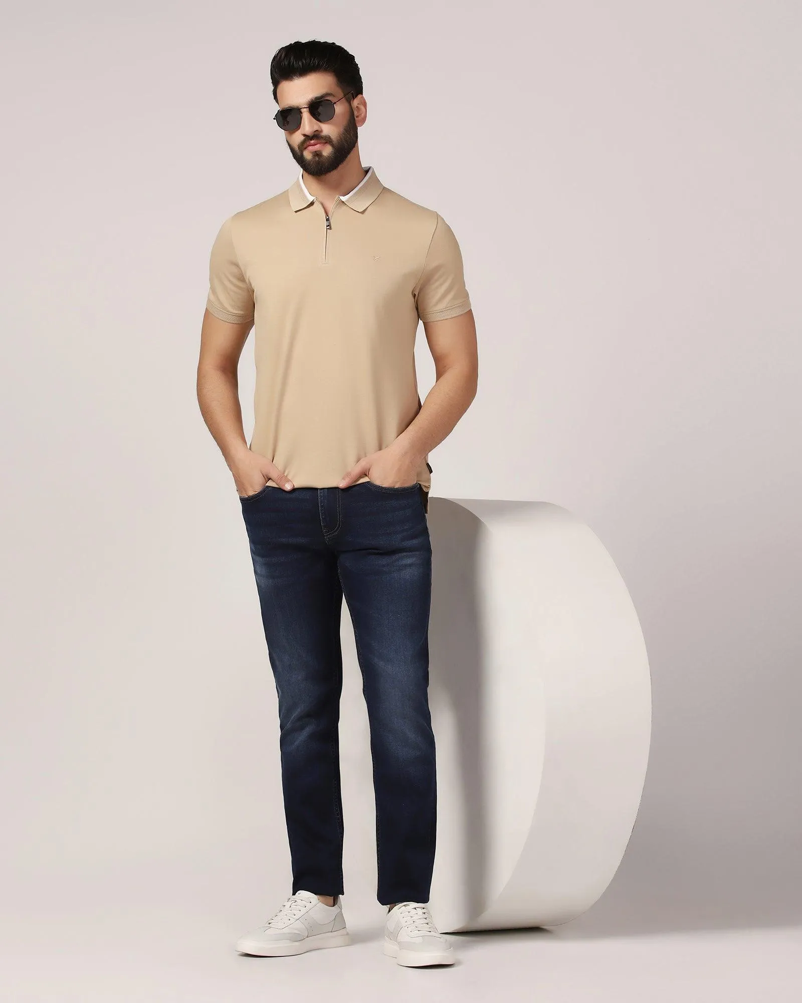 Polo Beige Solid T-Shirt - Gill